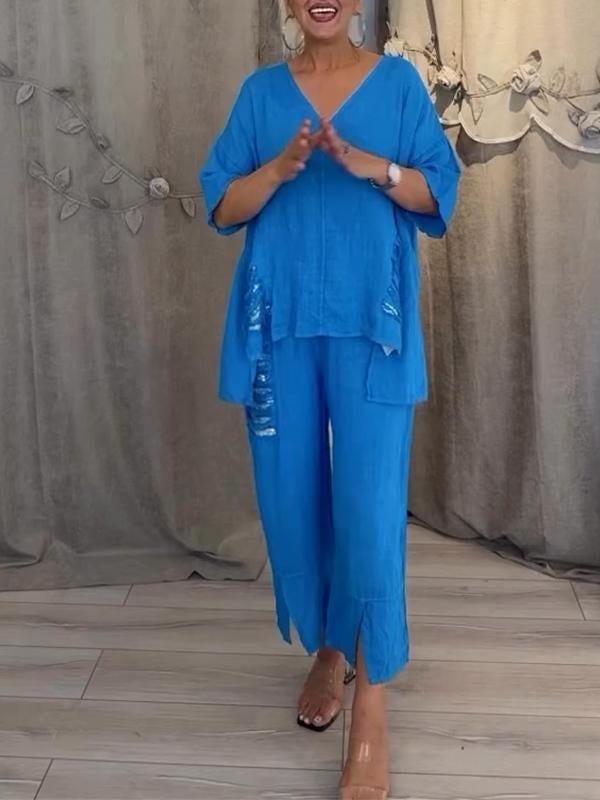 Elastic Waist Two-Piece Set