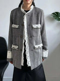 Lace Herringbone Oversized Blazer