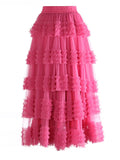 Romantic Ruffles Pull-on Midi Skirt