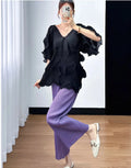Elegant Petite Pleated 2-Piece Set