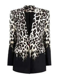 Women's Leopard Boyfriend Tailored Blazer