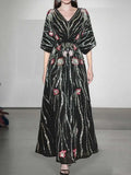 Flowy Sequin-Adorned Evening Dress