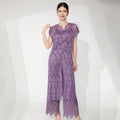 Lace Pleated Pant Suit 2-Piece Set