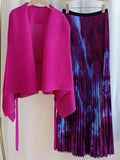 Pleated Tie-Front Duster & Skirt Set