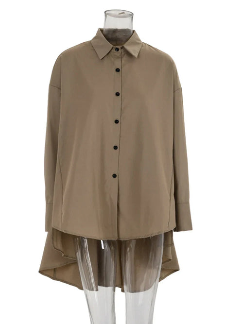 Asymmetric Hem Button-Down Shirt