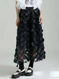 Black Circle Pull On Midi Skirt