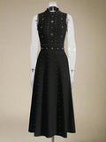 Sleeveless Fit & Flare Embellished Midi Dress