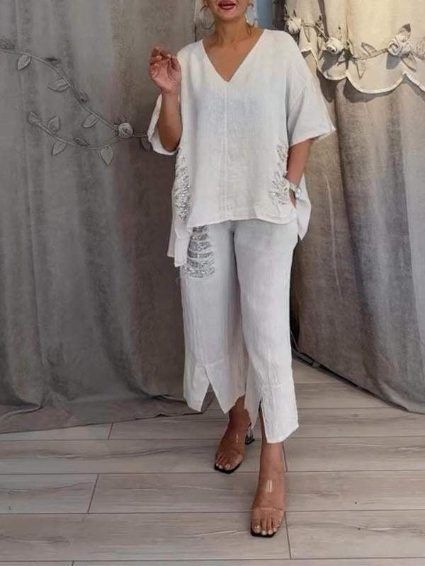 Elastic Waist Two-Piece Set